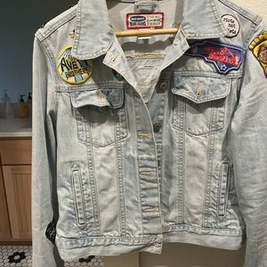 Vintage Denim Jacket with patches—lots of Avett Brothers